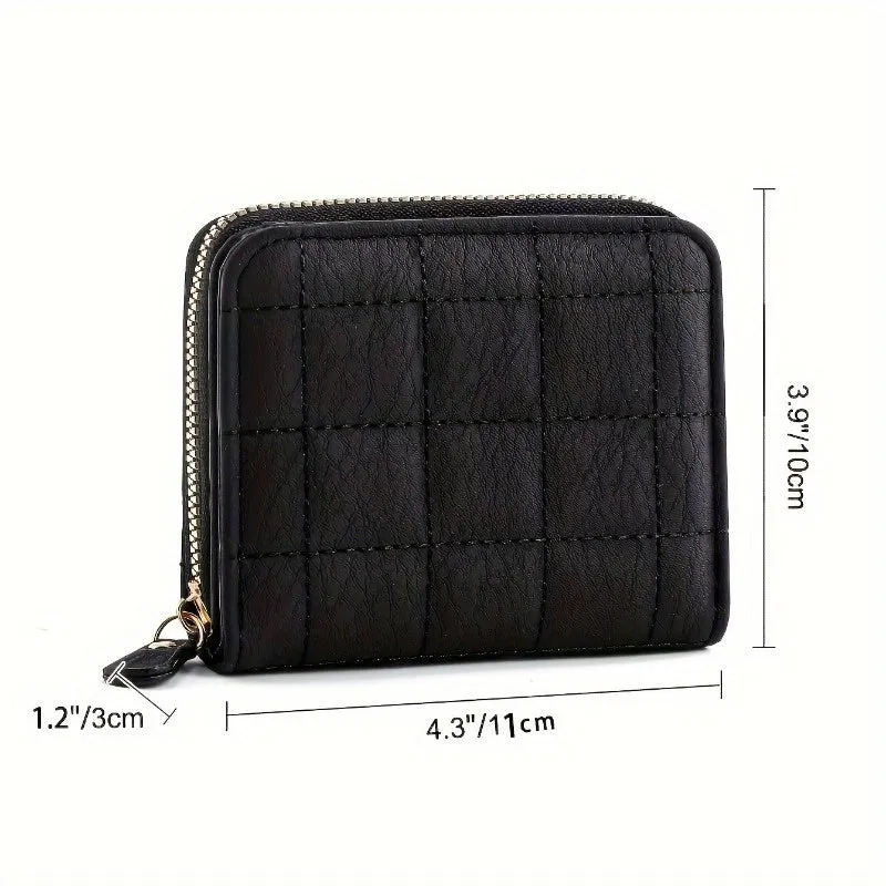 1 Pc Mini Minimalist Short Wallet, Solid Color Zipper Around Coin Purse, Versatile Credit Card Holder