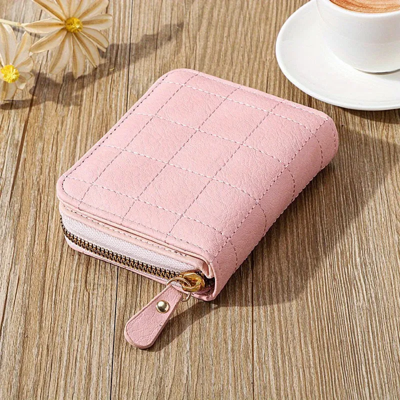 1 Pc Mini Minimalist Short Wallet, Solid Color Zipper Around Coin Purse, Versatile Credit Card Holder