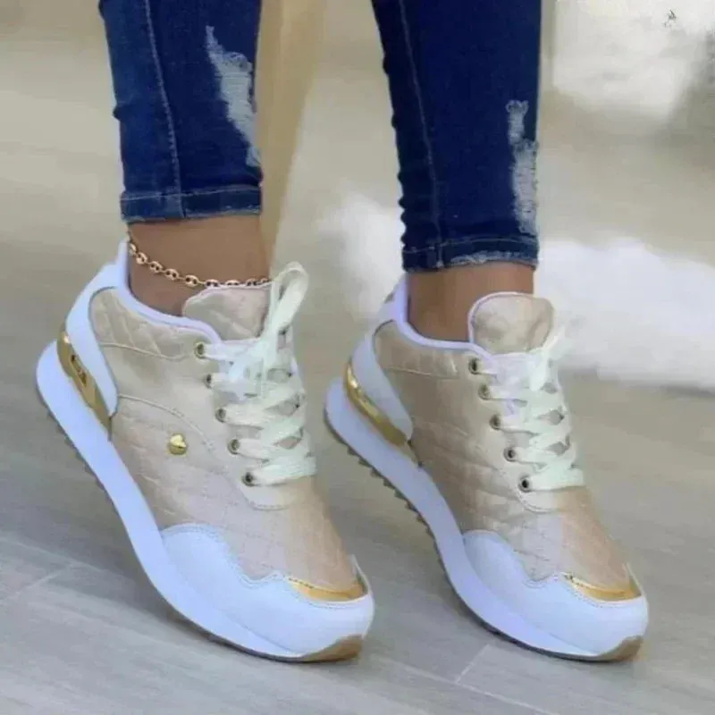 2024 Women's Lightweight Mesh Sneakers Lace Up Flat Shoes Classic Zapatillas De Mujer