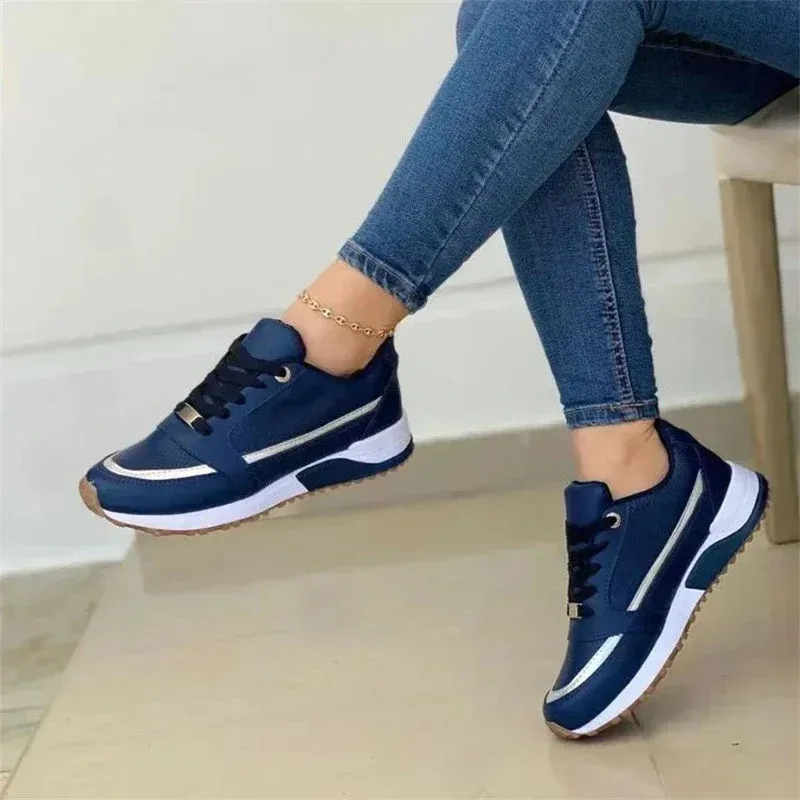 2024 Women's Lightweight Mesh Sneakers Lace Up Flat Shoes Classic Zapatillas De Mujer