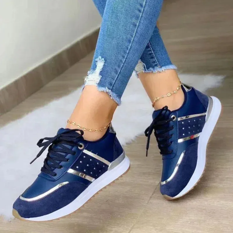 2024 Women's Lightweight Mesh Sneakers Lace Up Flat Shoes Classic Zapatillas De Mujer