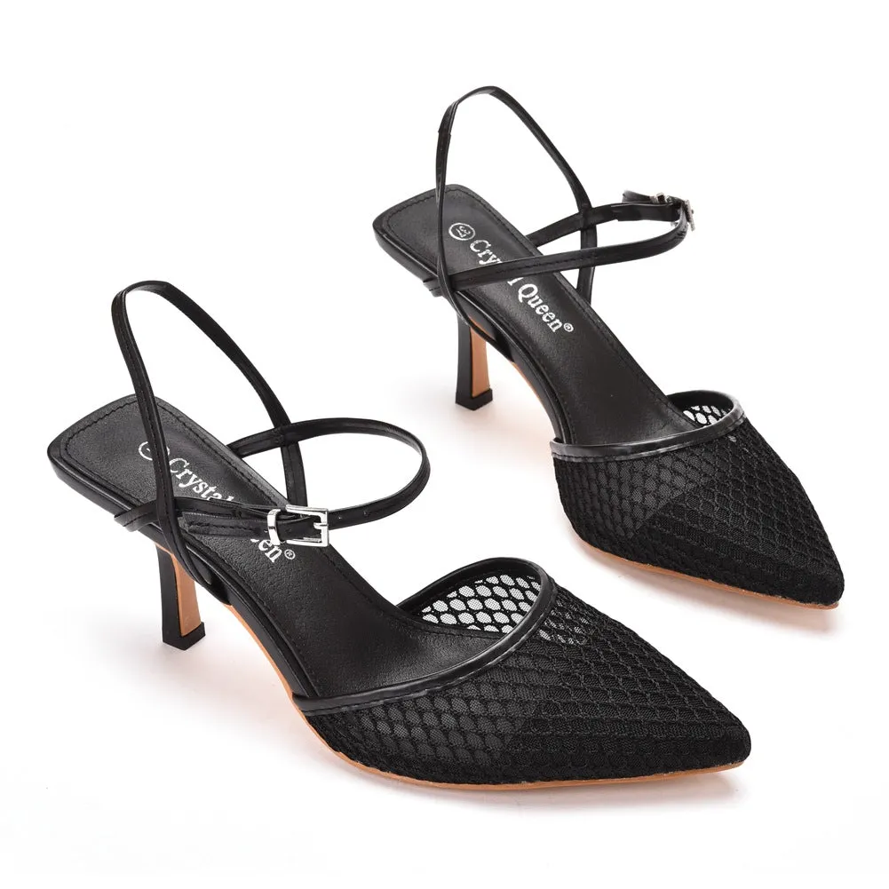 7cm Mesh Breathable Low-cut Pointed Sandals