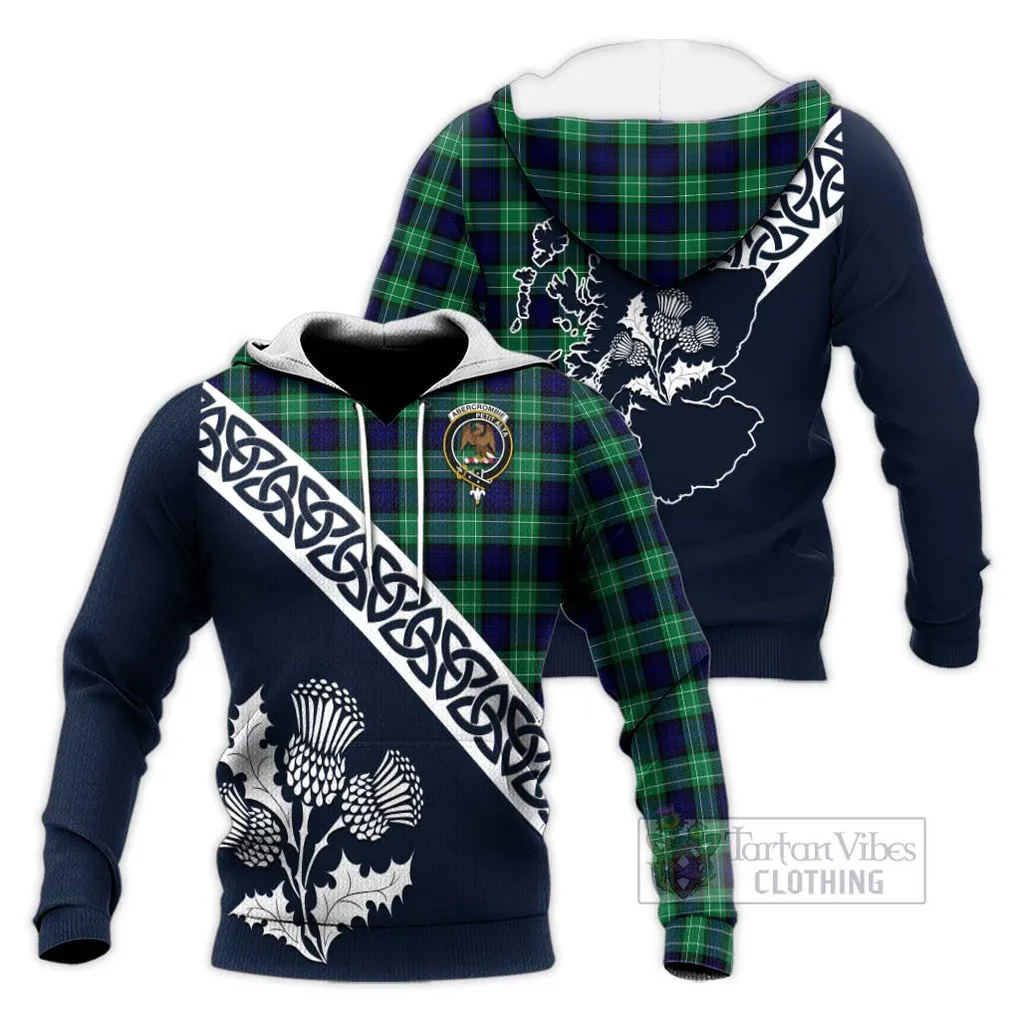 Abercrombie Tartan Knitted Hoodie Featuring Thistle and Scotland Map