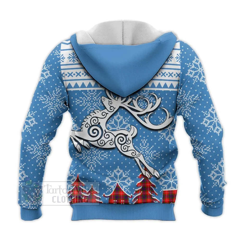 Abernethy Clan Christmas Knitted Hoodie Celtic Reindeer Style