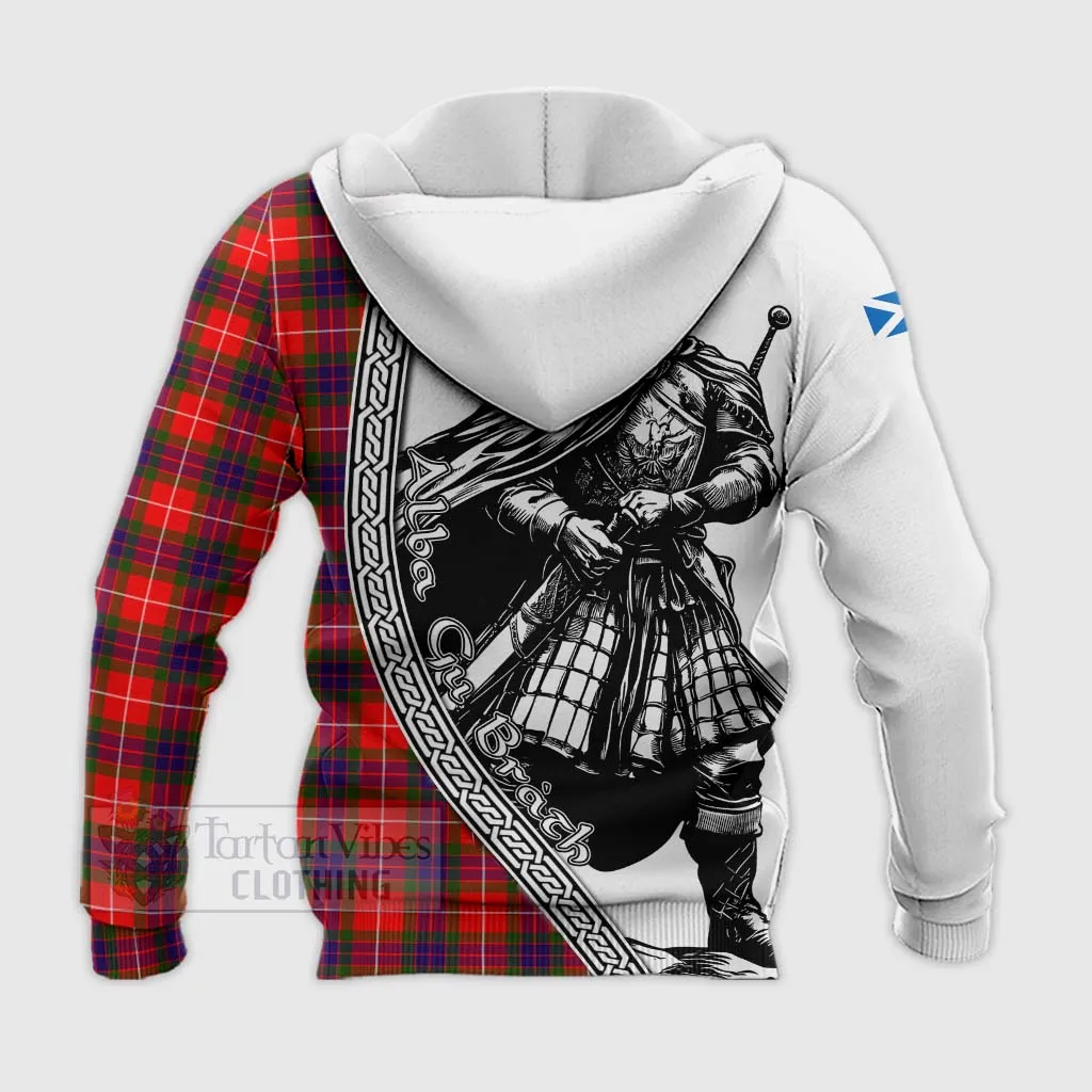 Abernethy Tartan Clan Crest Knitted Hoodie with Highlander Warrior Celtic Style