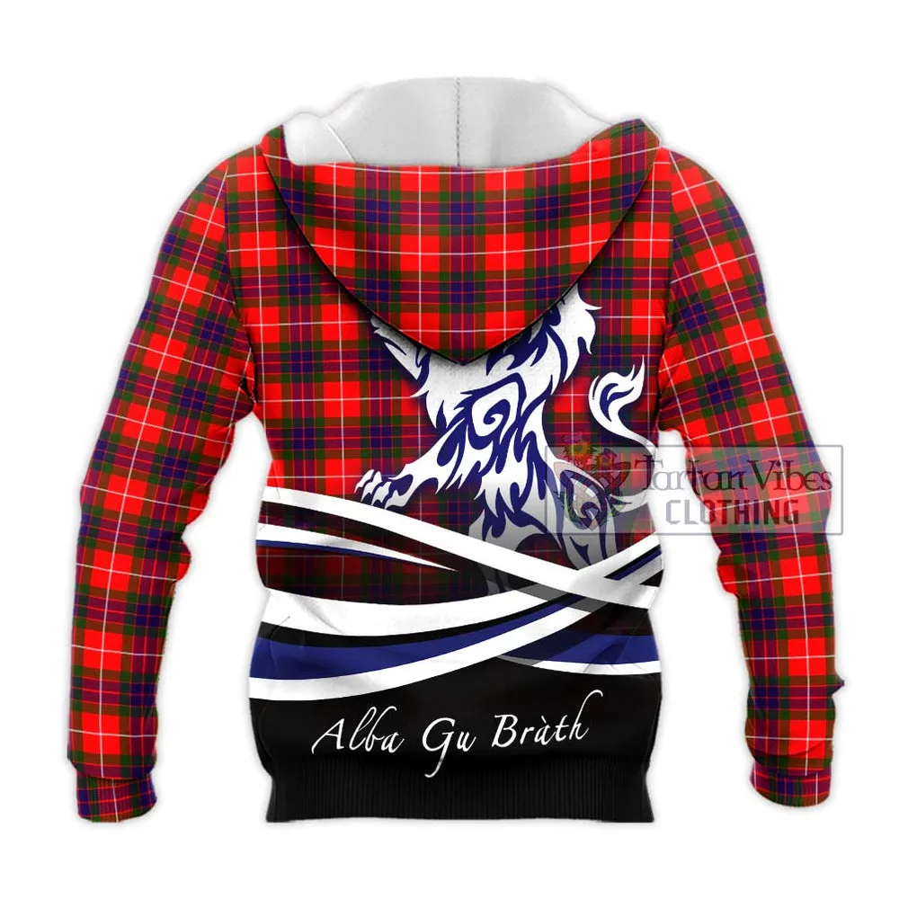 Abernethy Tartan Knitted Hoodie with Alba Gu Brath Regal Lion Emblem