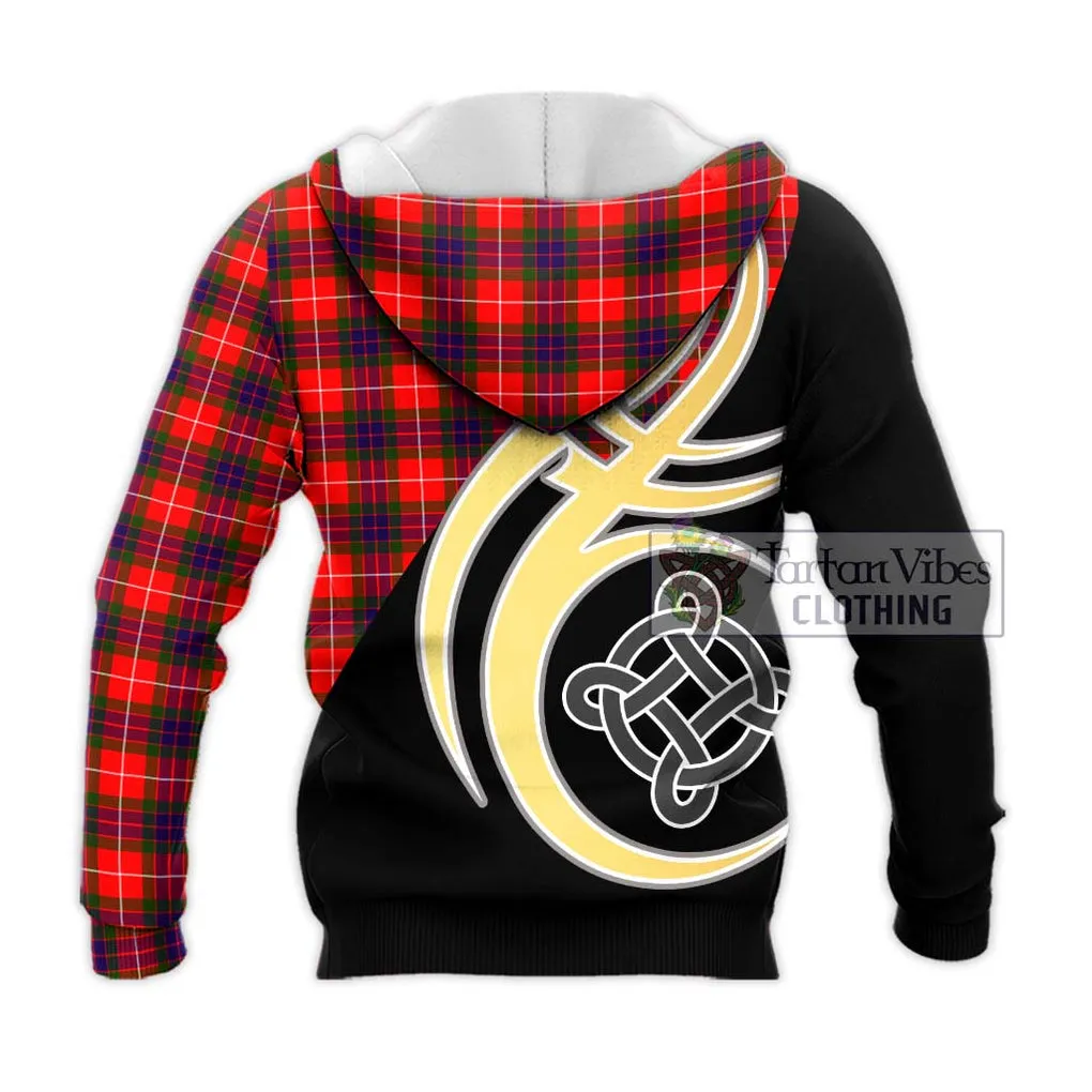 Abernethy Tartan Knitted Hoodie with Family Crest and Celtic Symbol Style