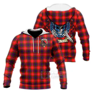 Abernethy Tartan Knitted Hoodie with Family Crest Celtic Skull Style