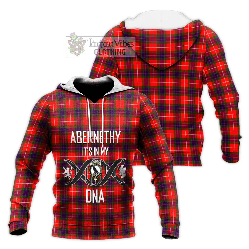 Abernethy Tartan Knitted Hoodie with Family Crest DNA In Me Style