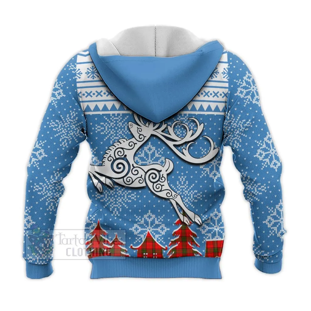 Adair Clan Christmas Knitted Hoodie Celtic Reindeer Style