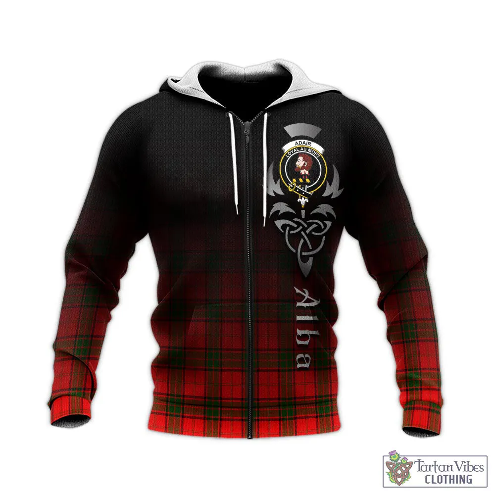 Adair Tartan Knitted Hoodie Featuring Alba Gu Brath Family Crest Celtic Inspired