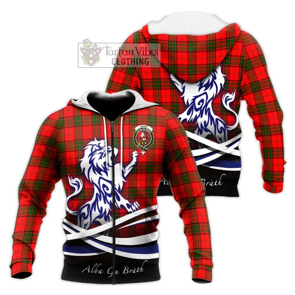 Adair Tartan Knitted Hoodie with Alba Gu Brath Regal Lion Emblem