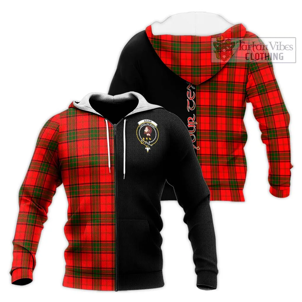 Adair Tartan Knitted Hoodie with Family Crest and Half Of Me Style