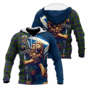 Adam Tartan Family Crest Knitted Hoodie with Scottish Majestic Lion