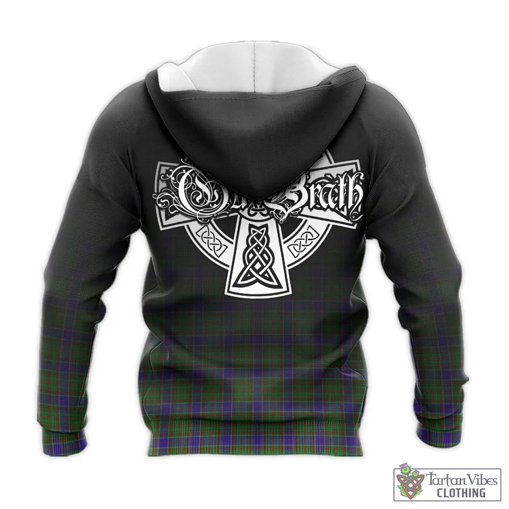 Adam Tartan Knitted Hoodie Featuring Alba Gu Brath Family Crest Celtic Inspired