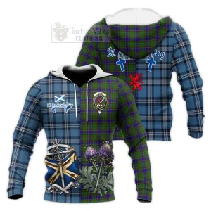 Adam Tartan Knitted Hoodie Happy St. Andrew's Day Half Tartan Style