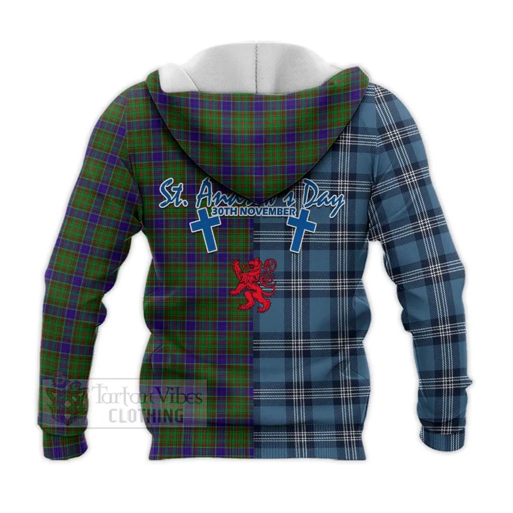 Adam Tartan Knitted Hoodie Happy St. Andrew's Day Half Tartan Style