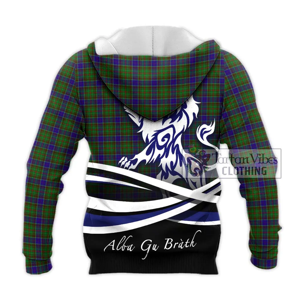 Adam Tartan Knitted Hoodie with Alba Gu Brath Regal Lion Emblem