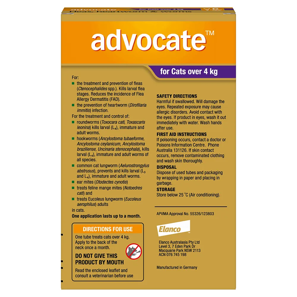 Advocate Cat Large 4kg  Purple - 3pk