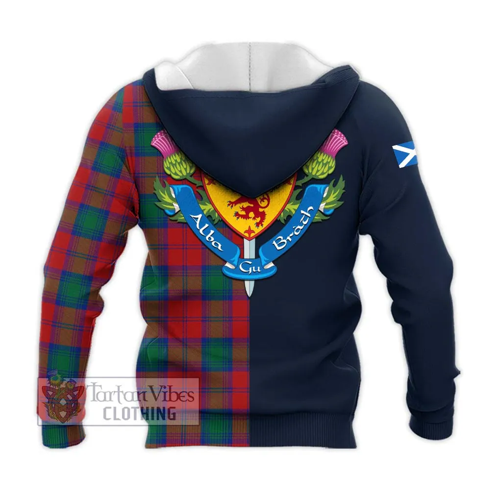 Affleck Tartan Knitted Hoodie Alba with Scottish Lion Royal Arm Half Style