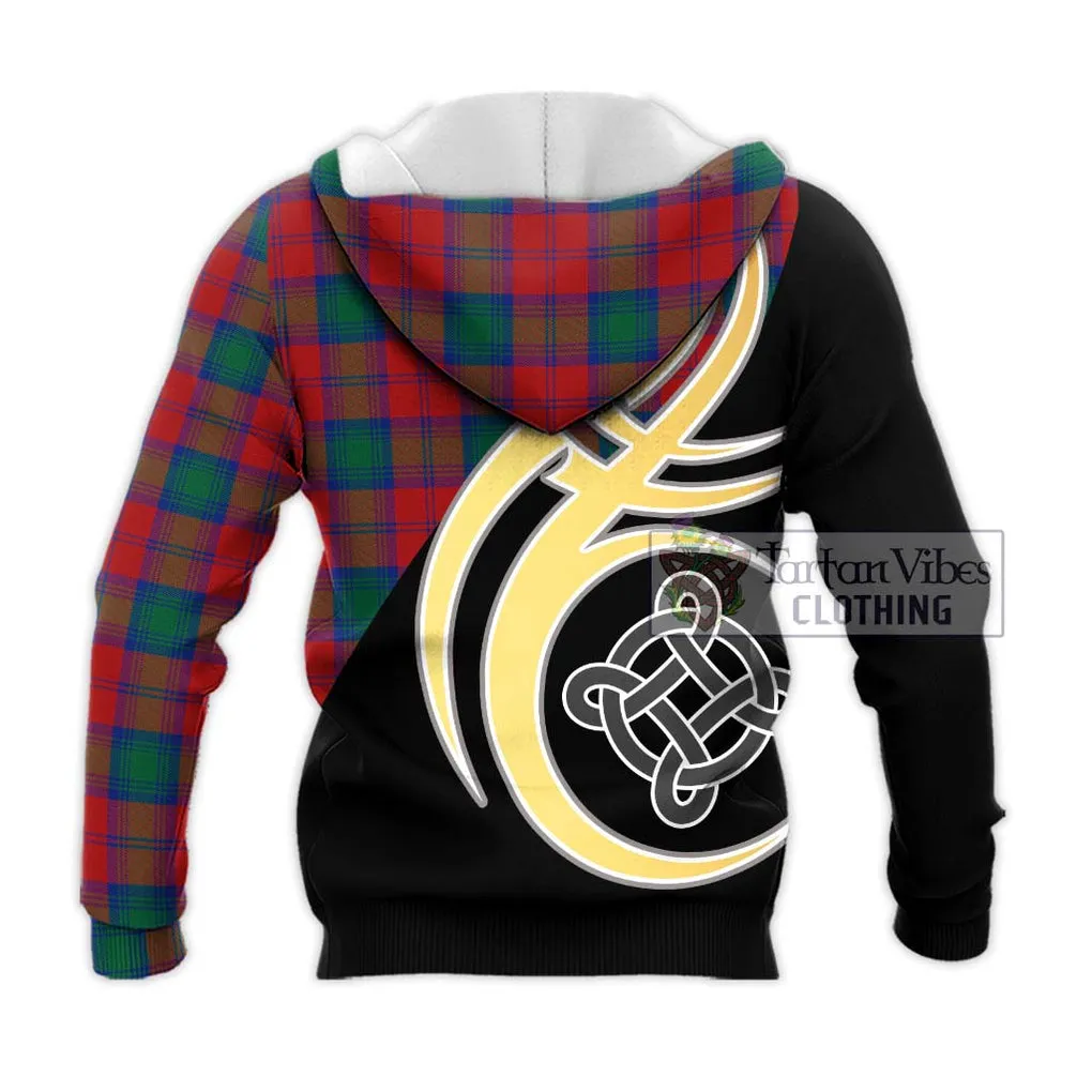 Affleck Tartan Knitted Hoodie with Family Crest and Celtic Symbol Style