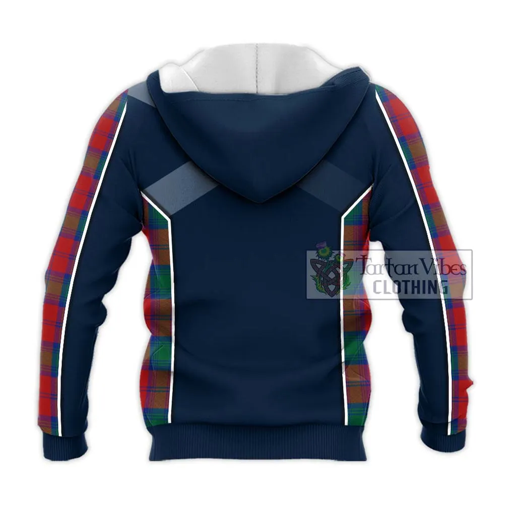 Affleck Tartan Knitted Hoodie with Family Crest and Lion Rampant Vibes Sport Style