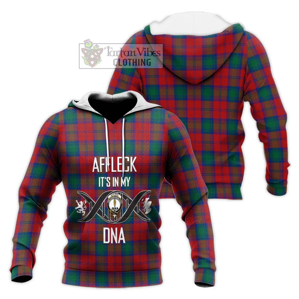 Affleck Tartan Knitted Hoodie with Family Crest DNA In Me Style