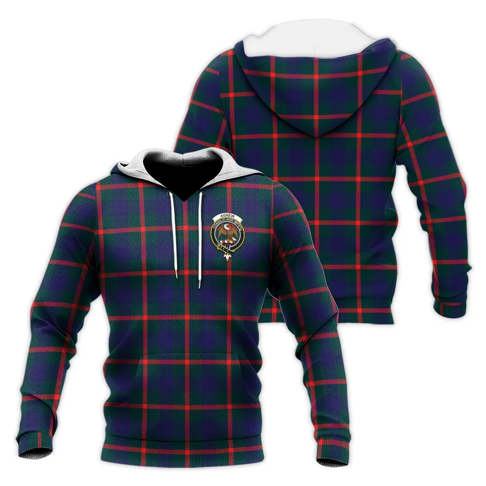 Agnew Tartan Knitted Hoodie with Family Crest