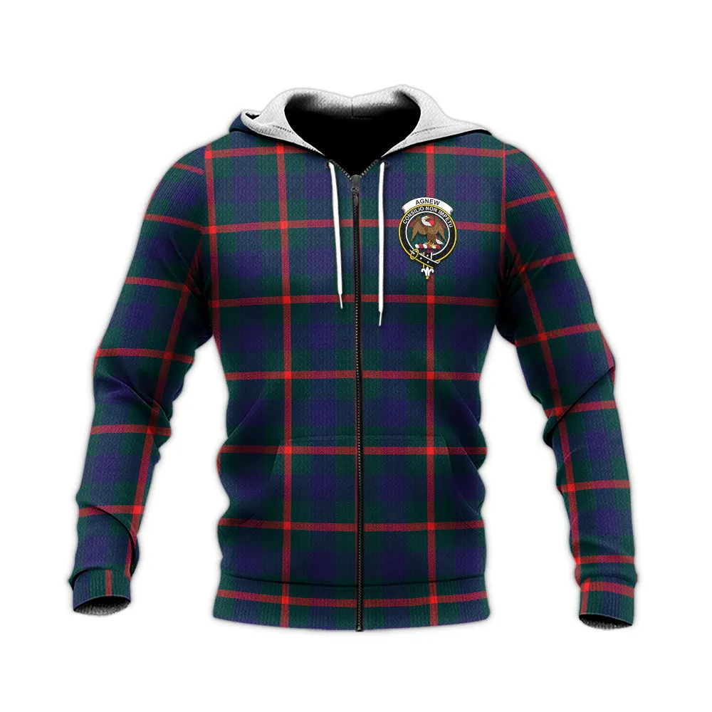 Agnew Tartan Knitted Hoodie with Family Crest