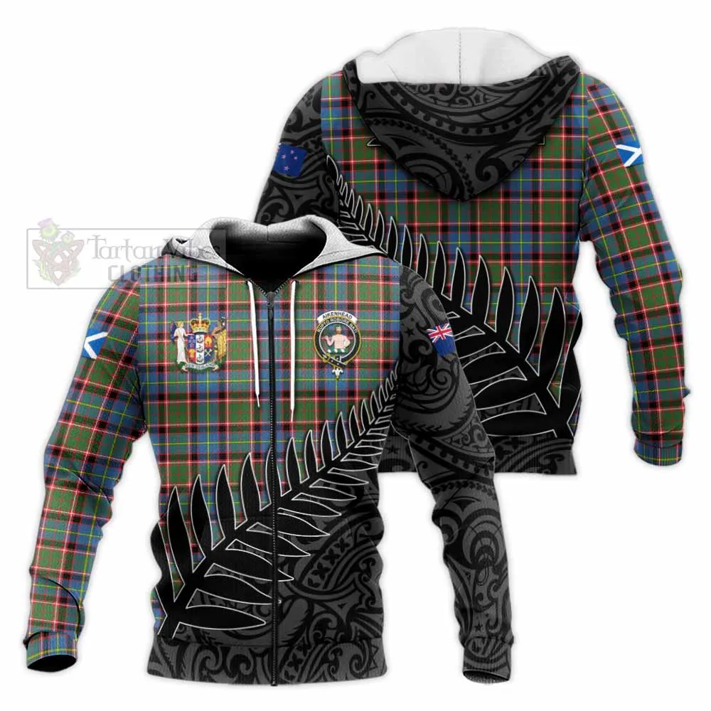 Aikenhead Crest Tartan Knitted Hoodie with New Zealand Silver Fern Half Style