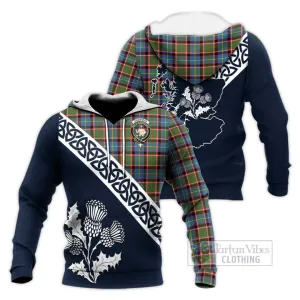 Aikenhead Tartan Knitted Hoodie Featuring Thistle and Scotland Map