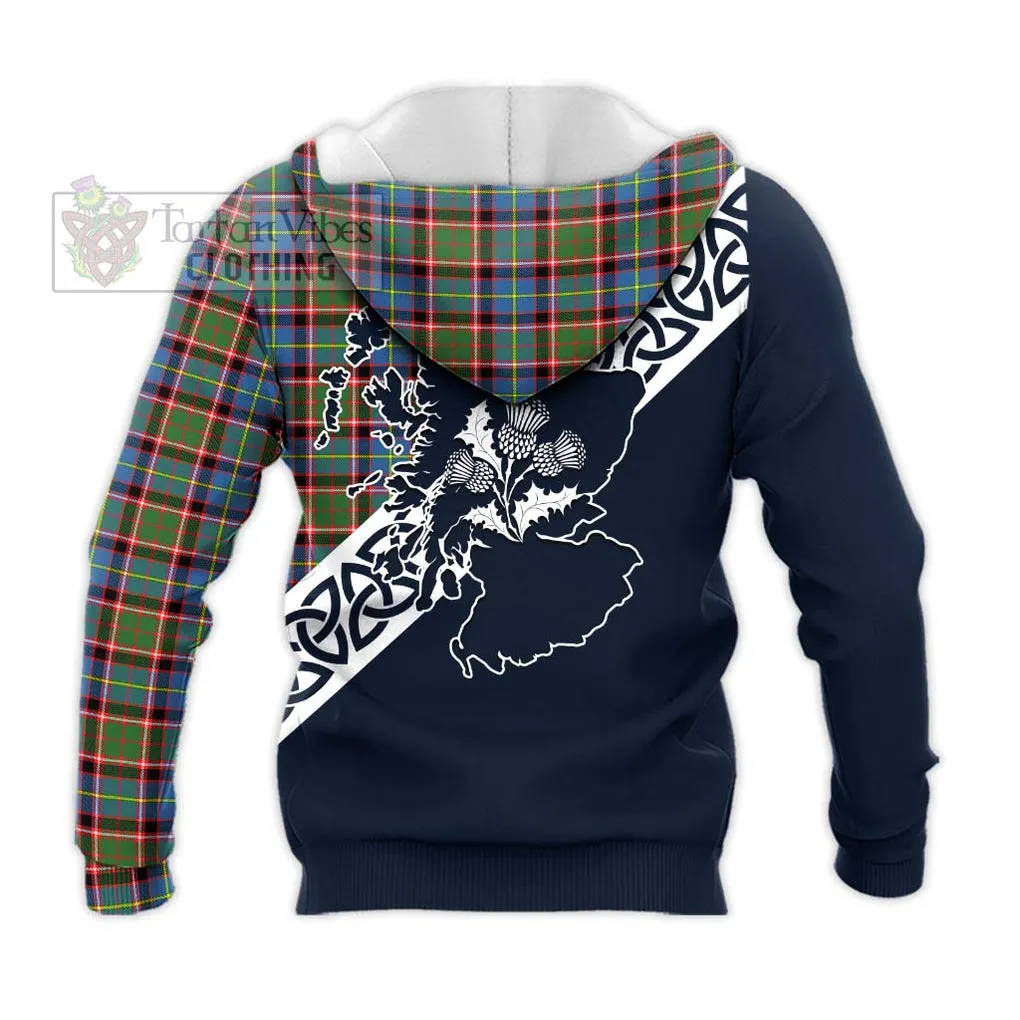 Aikenhead Tartan Knitted Hoodie Featuring Thistle and Scotland Map