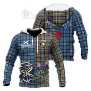 Aikenhead Tartan Knitted Hoodie Happy St. Andrew's Day Half Tartan Style