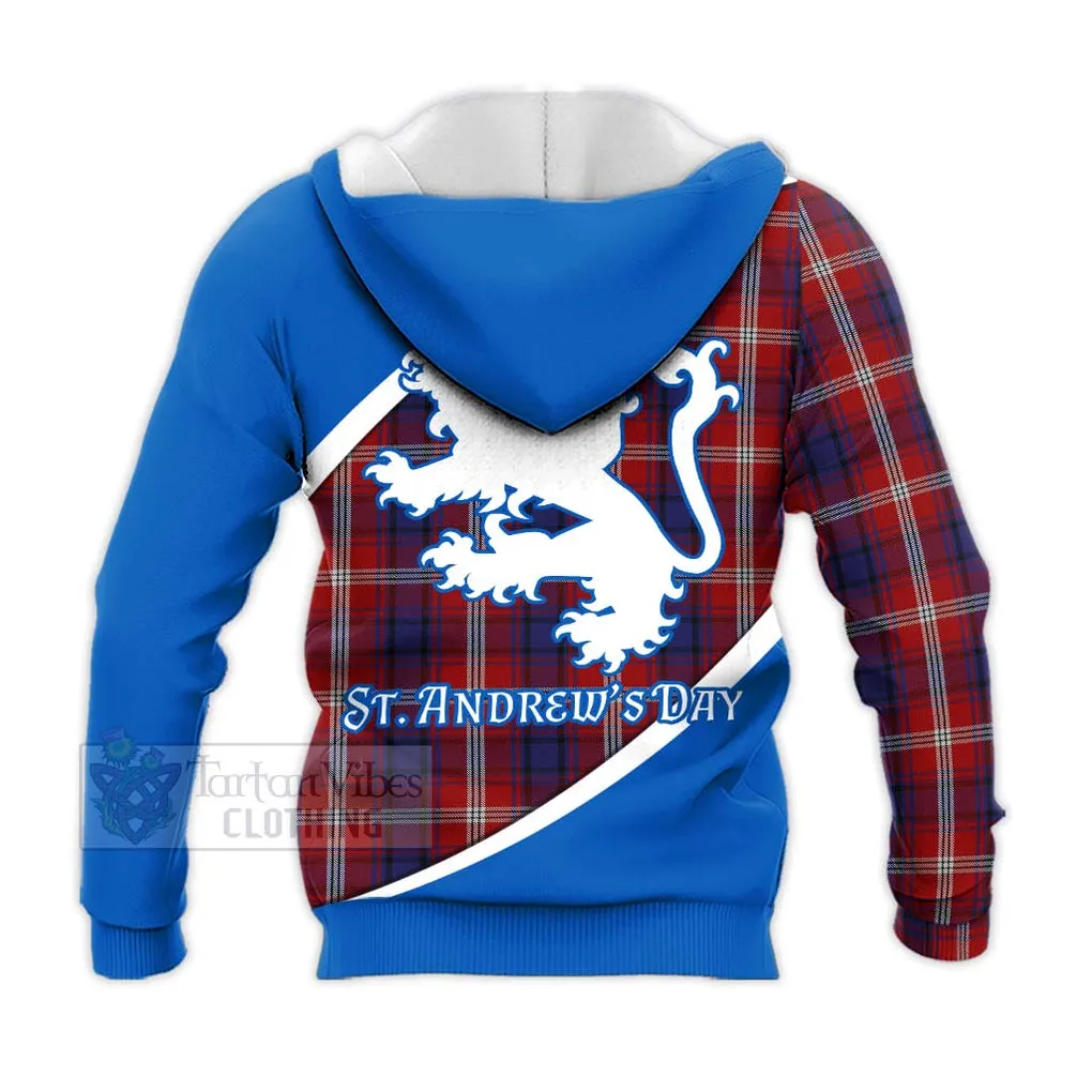 Ainslie Family Crest Tartan Knitted Hoodie Celebrate Saint Andrew's Day in Style