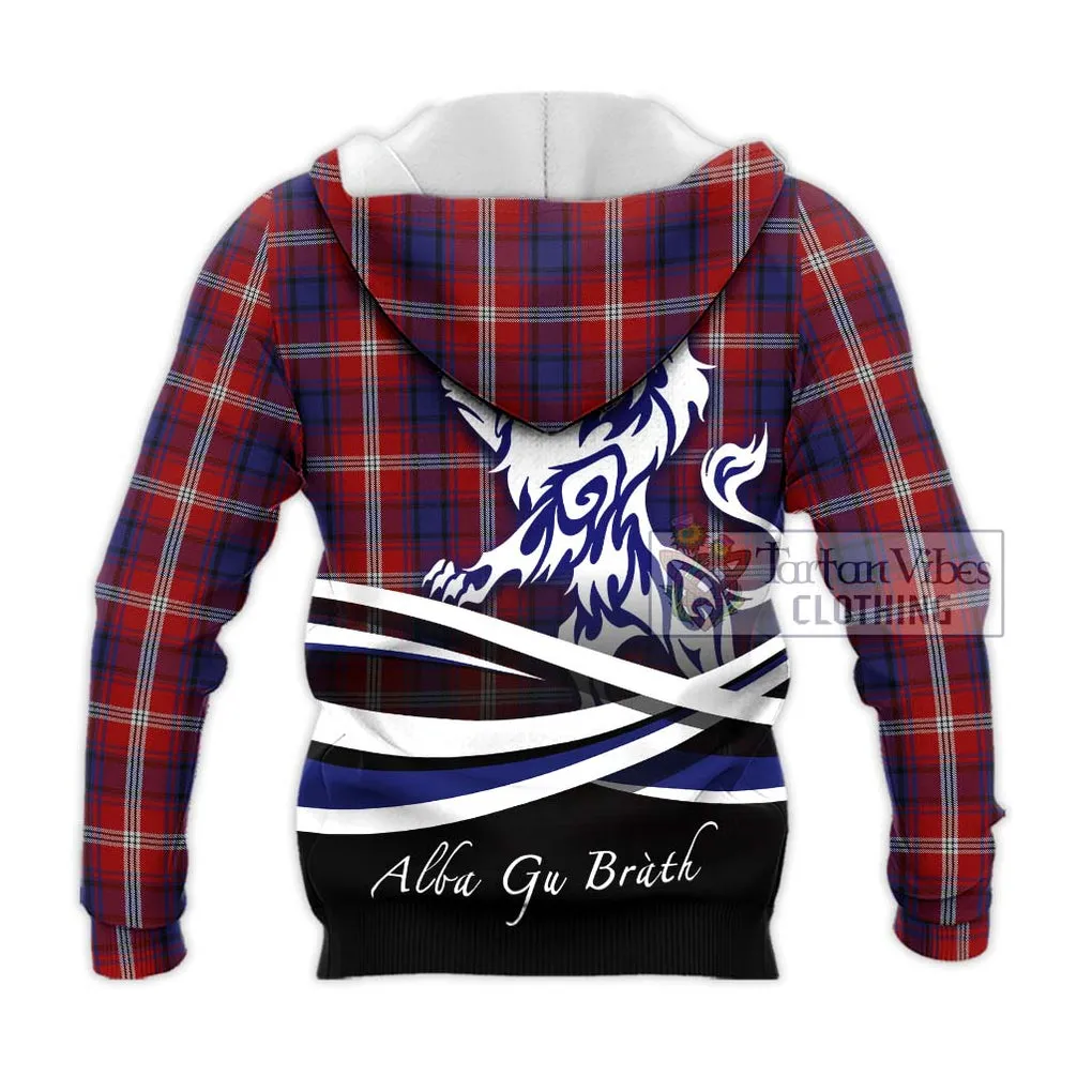 Ainslie Tartan Knitted Hoodie with Alba Gu Brath Regal Lion Emblem