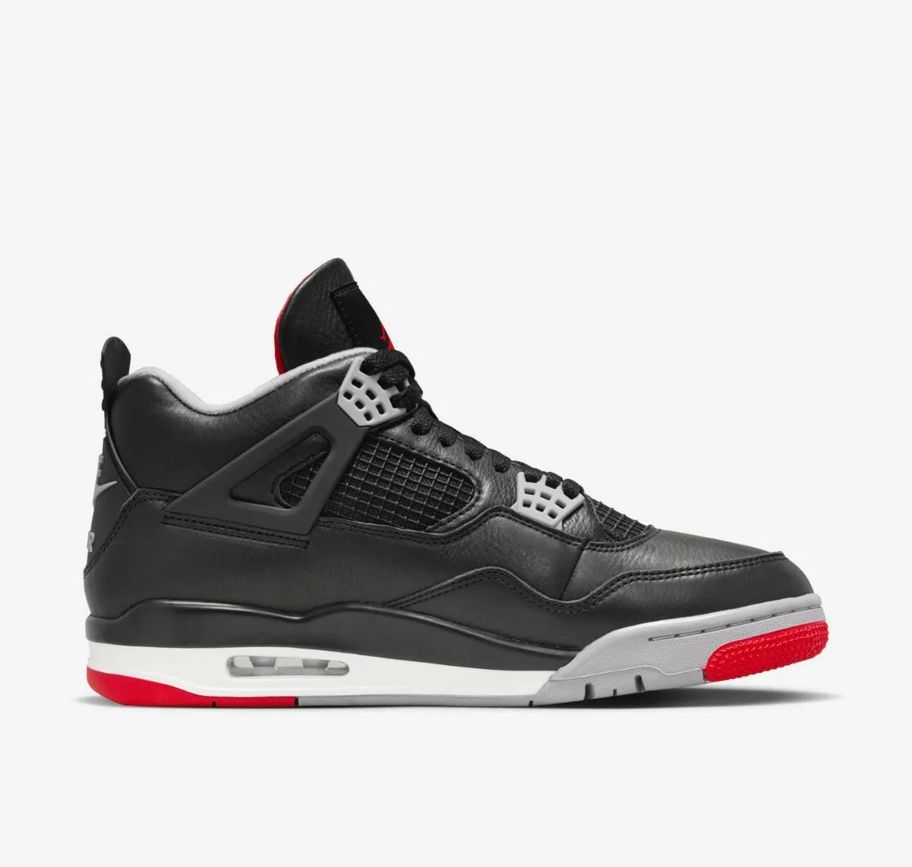 Air Jordan 4 Retro 'Bred Reimagined' Shock Drop Release Black Fire Red Sneakers for Men