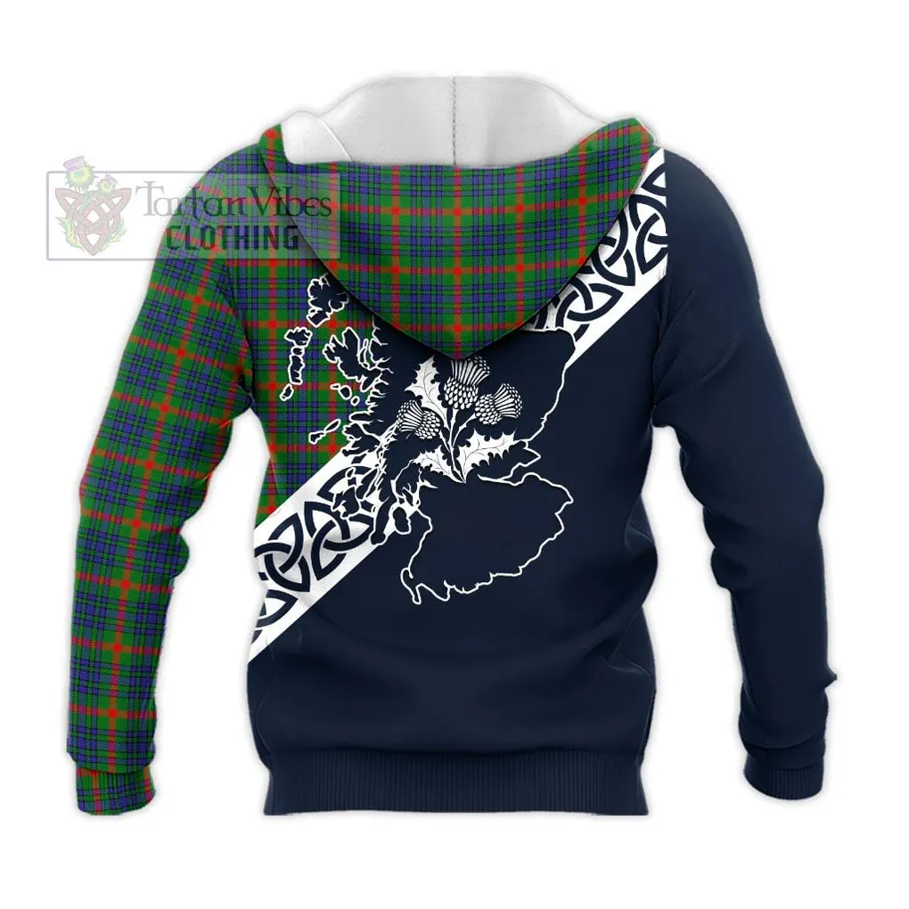 Aiton Tartan Knitted Hoodie Featuring Thistle and Scotland Map