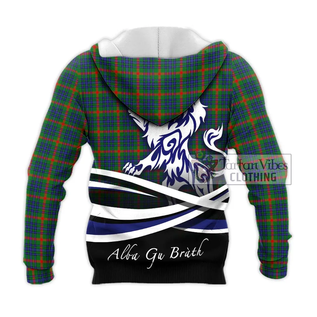 Aiton Tartan Knitted Hoodie with Alba Gu Brath Regal Lion Emblem