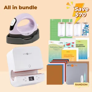 [All in bundle]HTVRONT Auto Tumbler Mini3 Heat Press Machine advanced Bundle(Multicolor HTV*10 Sumblimation Paper*25 Glasses 16oz*4 Transfer paper*10 PTFE Teflon Sheet Heat Press Mat Weeding Tools≥83＄)