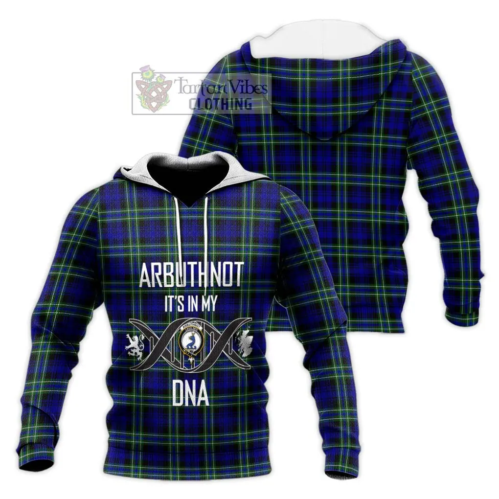 Arbuthnot Modern Tartan Knitted Hoodie with Family Crest DNA In Me Style