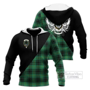 Arthur Ancient Tartan Knitted Hoodie with Family Crest and Military Logo Style