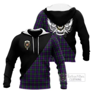 Baillie Highland Society Tartan Knitted Hoodie with Family Crest and Military Logo Style