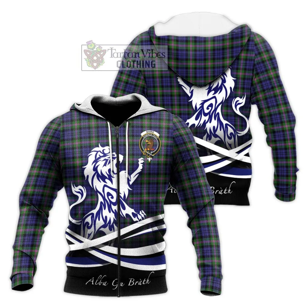 Baird Modern Tartan Knitted Hoodie with Alba Gu Brath Regal Lion Emblem