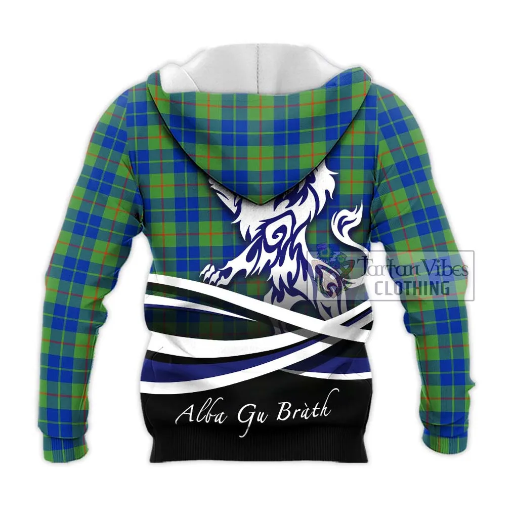 Barclay Hunting Ancient Tartan Knitted Hoodie with Alba Gu Brath Regal Lion Emblem