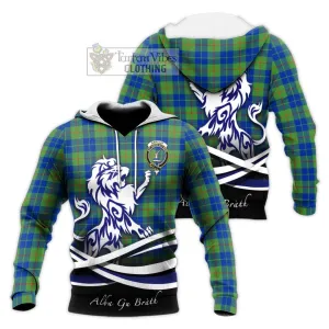 Barclay Hunting Ancient Tartan Knitted Hoodie with Alba Gu Brath Regal Lion Emblem