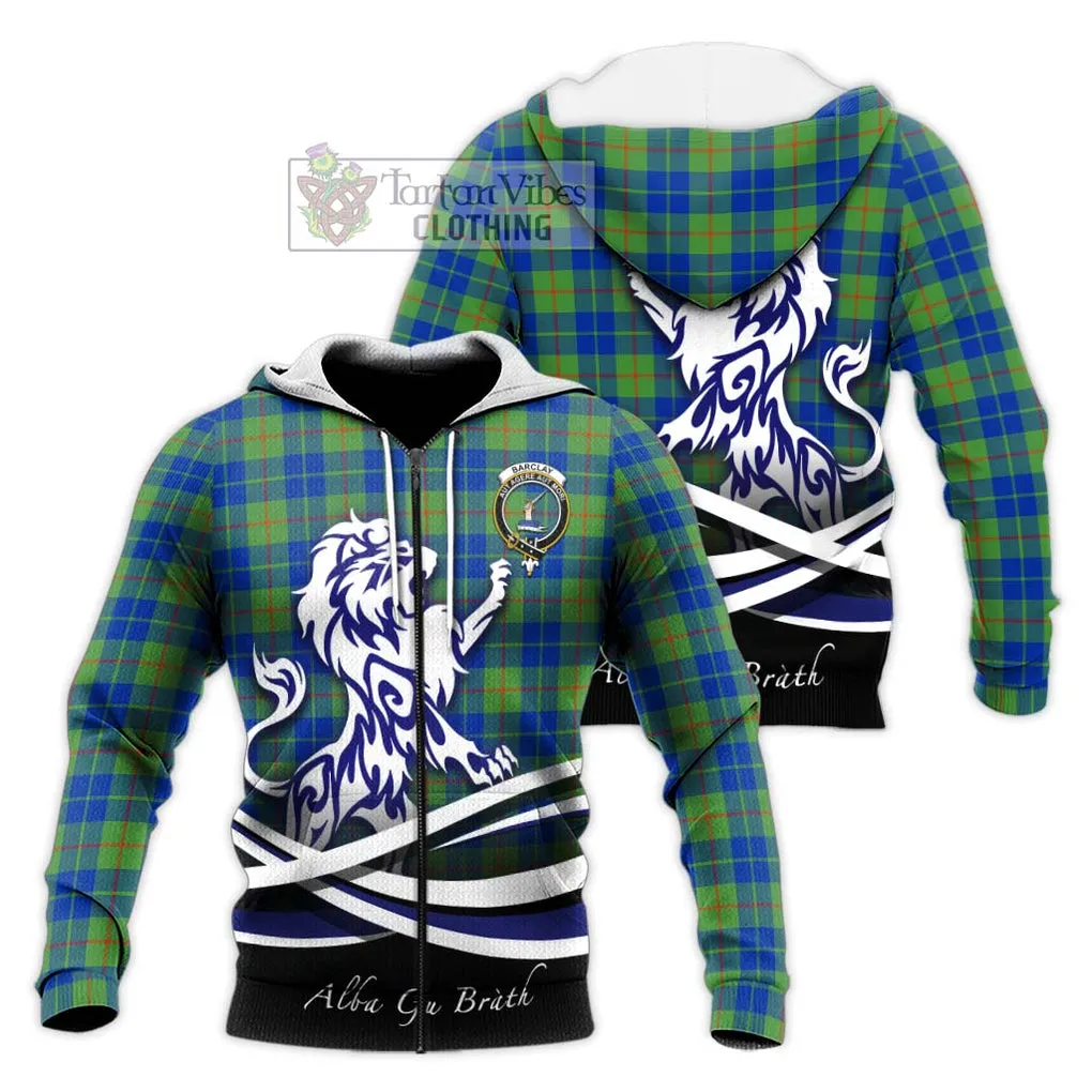 Barclay Hunting Ancient Tartan Knitted Hoodie with Alba Gu Brath Regal Lion Emblem