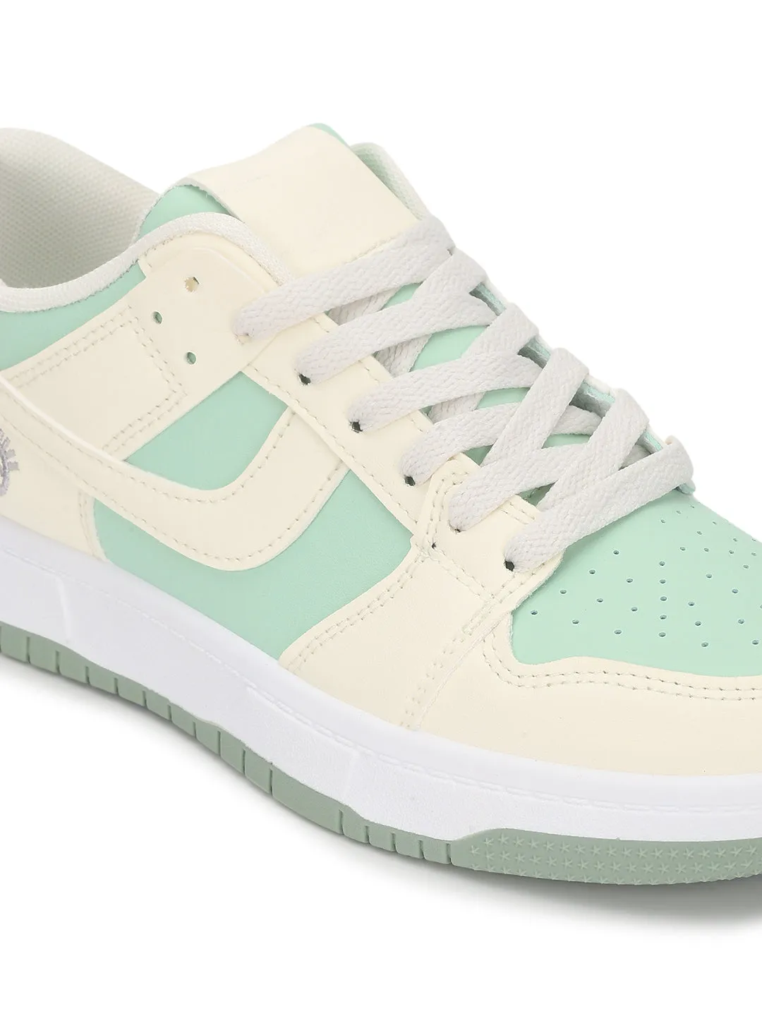 Beige Green PU Stylish Lace-Up Sneakers (TC-RS3694-BEIGRN)