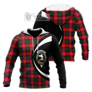 Belsches Tartan Knitted Hoodie with Family Crest Circle Style