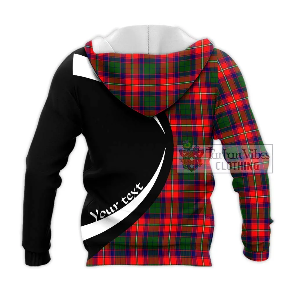 Belsches Tartan Knitted Hoodie with Family Crest Circle Style