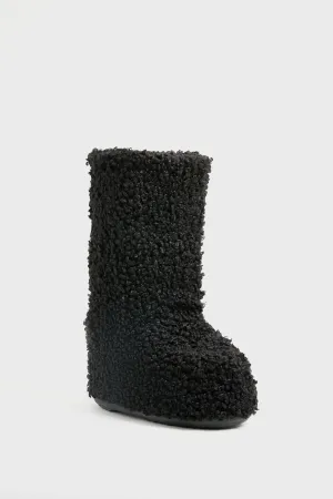 Black Icon Faux Astrakan Boots